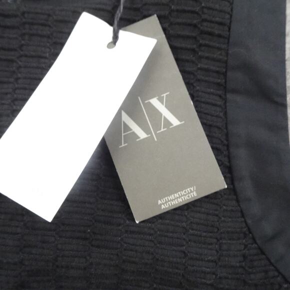 Armani Exchange Dress Womens 6 Ribbed Textured Breezy Summer Swing Black Cotton - Picture 7 of 12